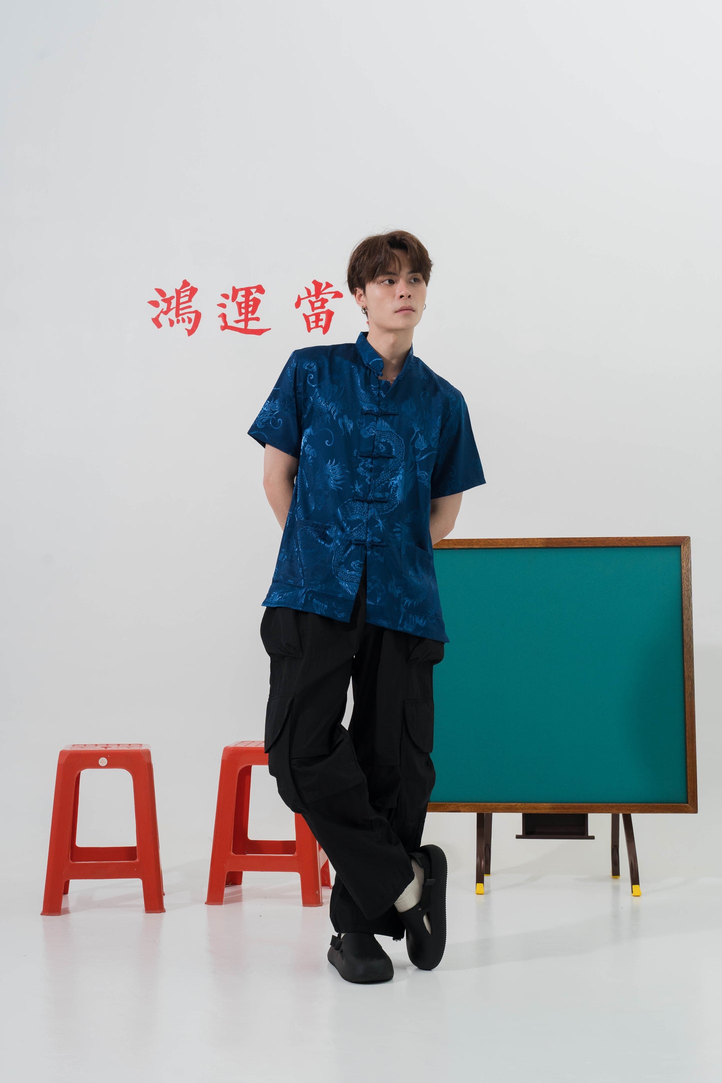 Vintage Chinese Dragon Tang Suit in Blue