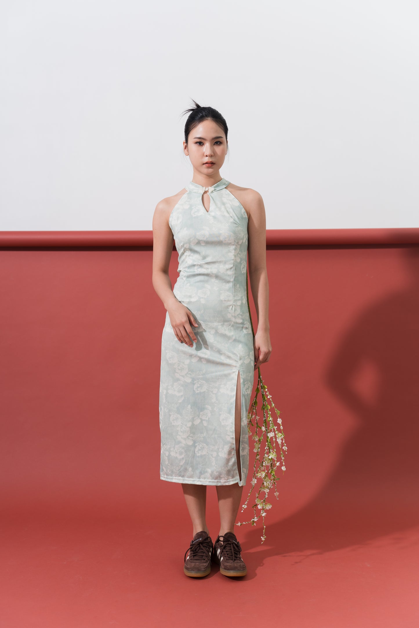 Floral Halter Neck Cheongsam