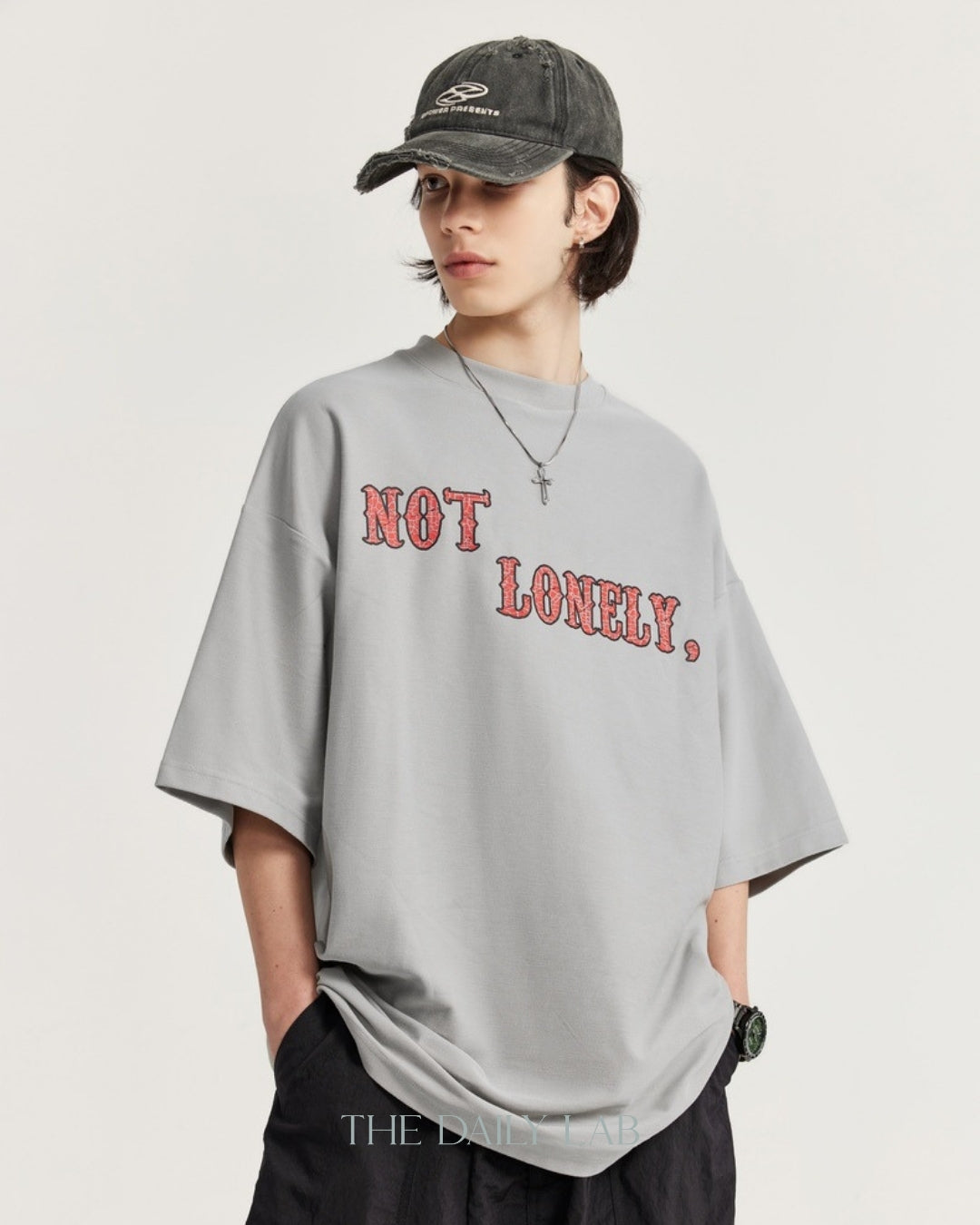 Not Lonely Oversized Tee in Grey