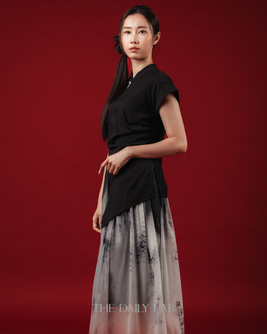 Asymmetric Slit Button Blouse