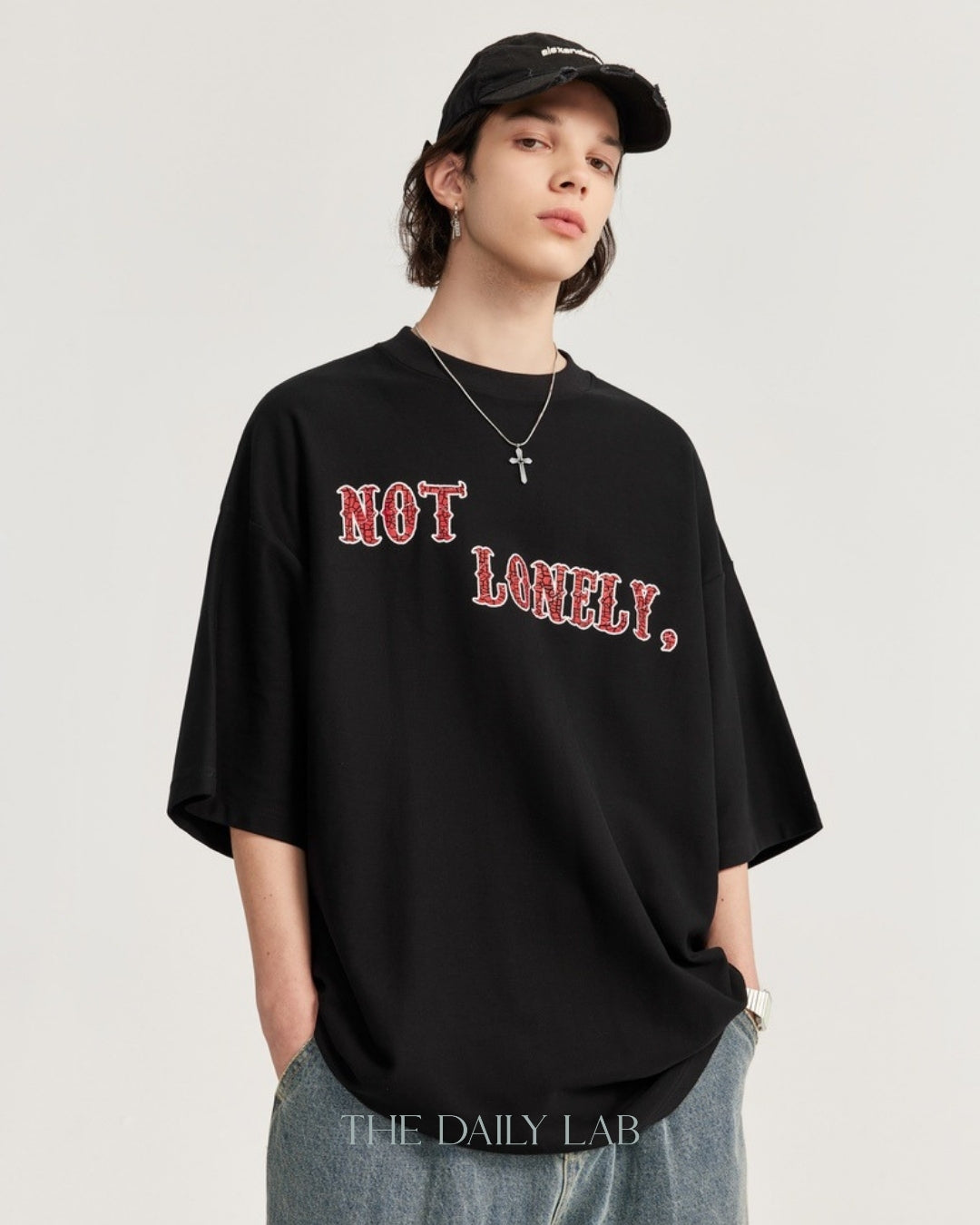Not Lonely Oversized Tee in Black