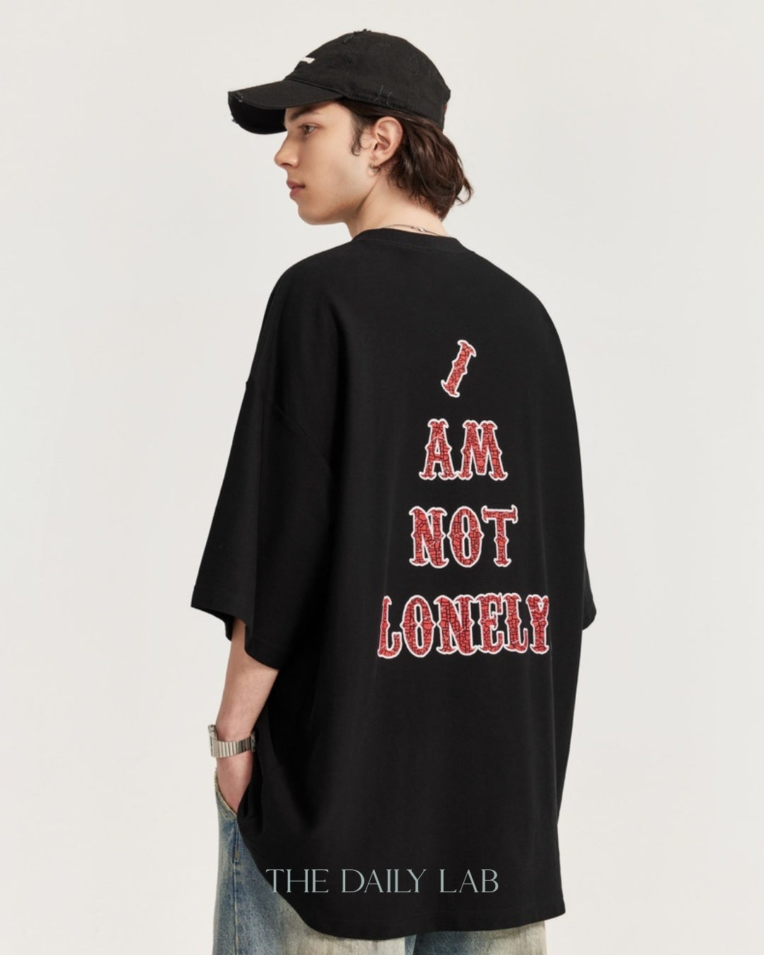 Not Lonely Oversized Tee in Black