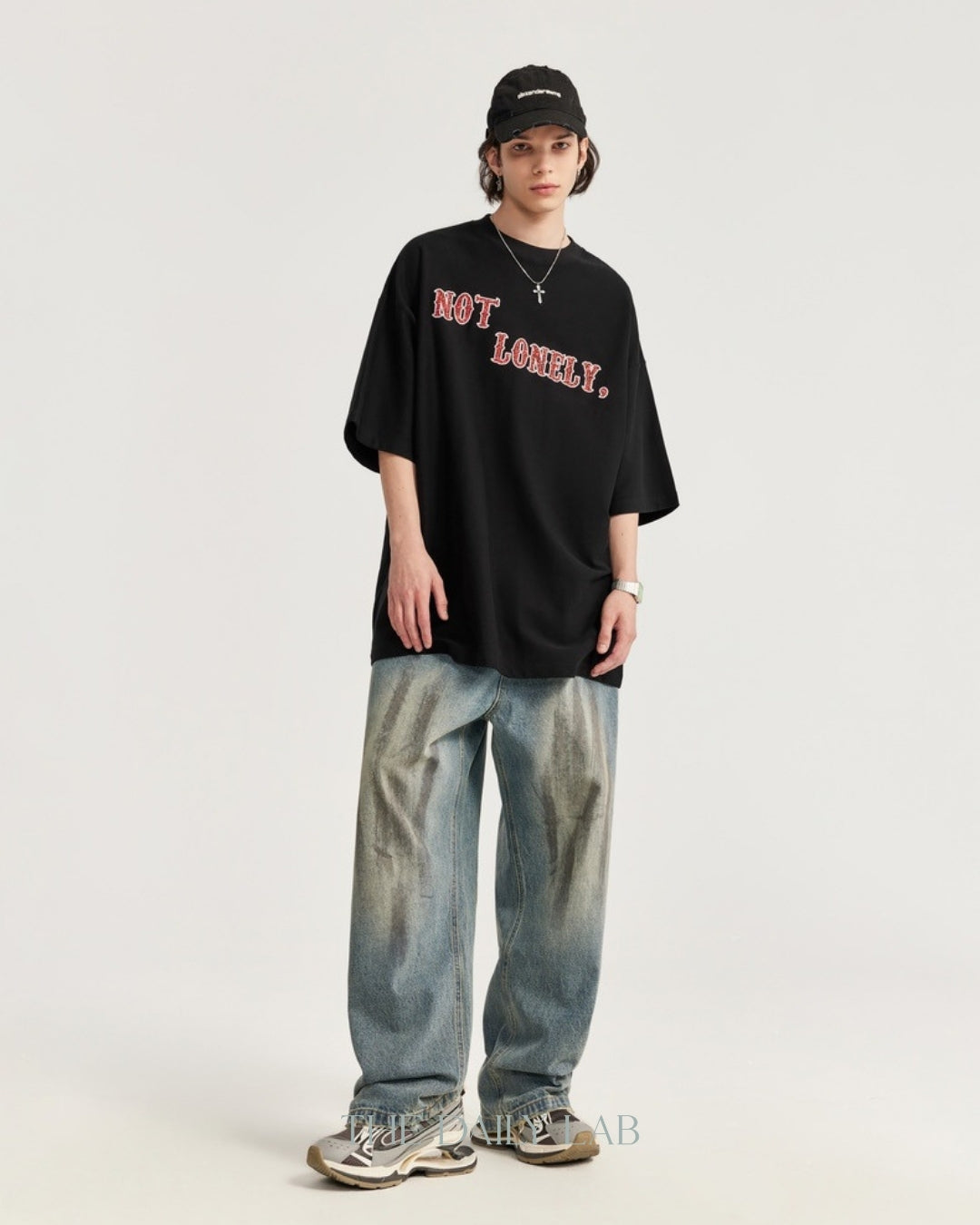 Not Lonely Oversized Tee in Black