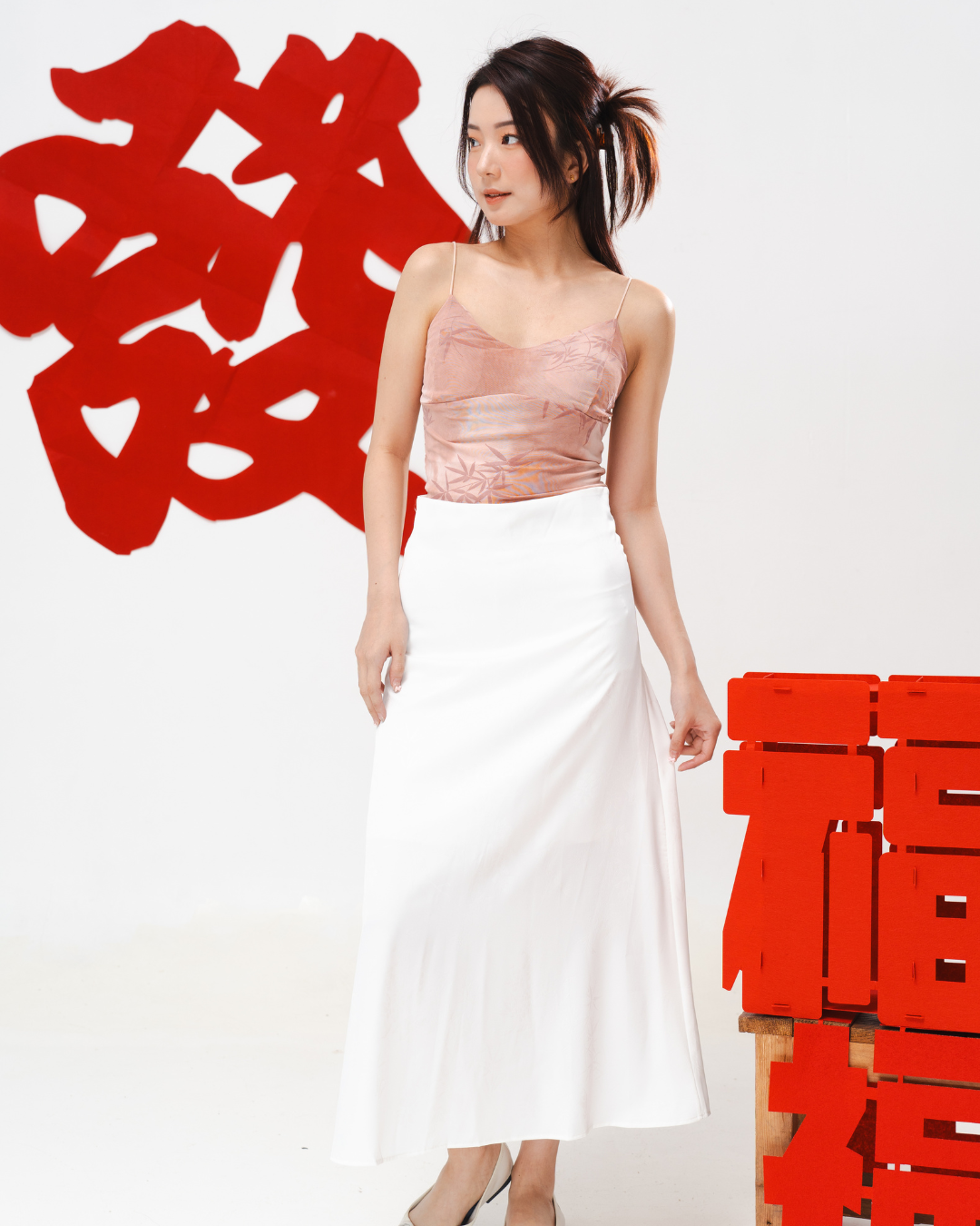 Bamboo Leaf Mesh Tank Top in Pink