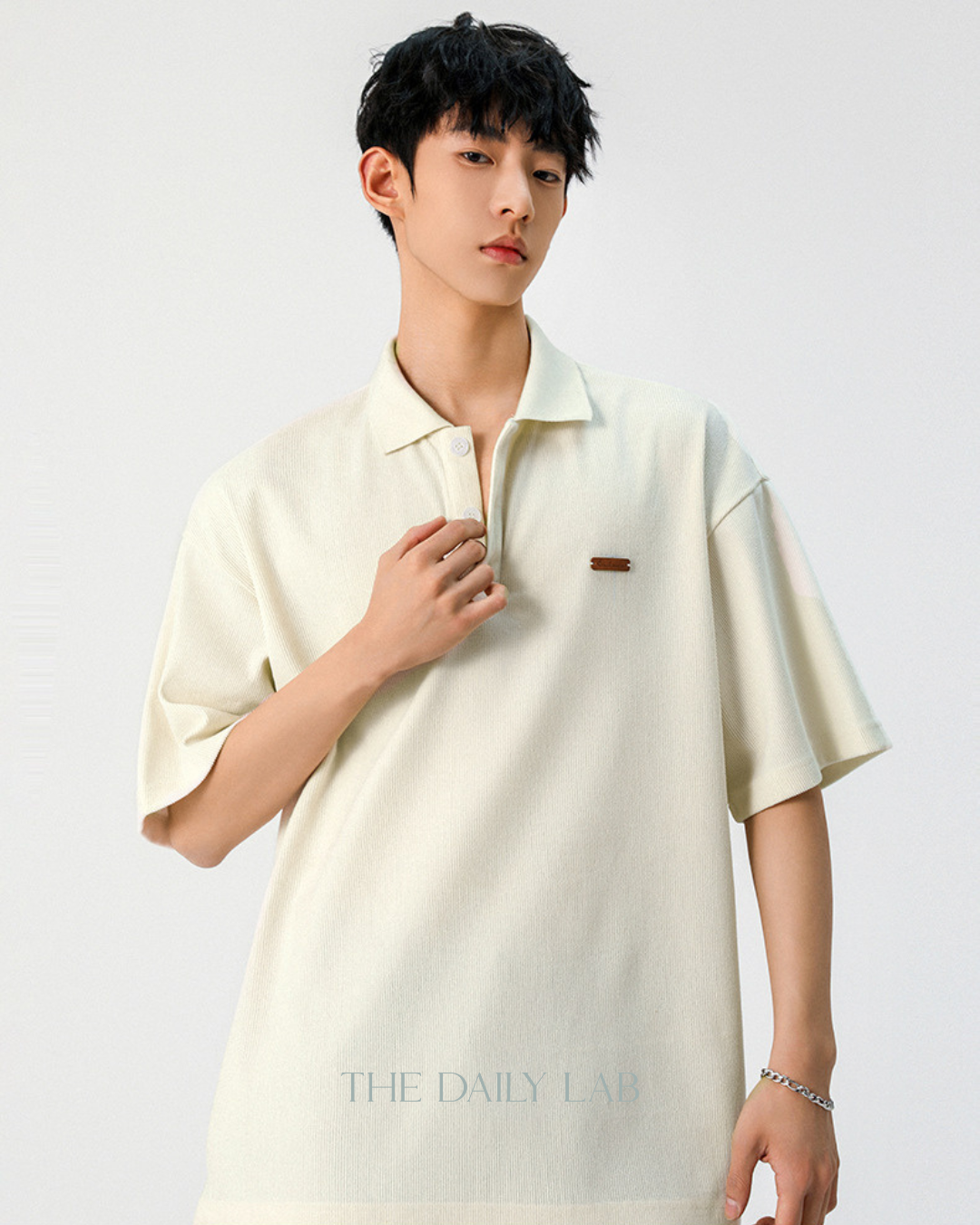 Retro Collar Polo Tee in White
