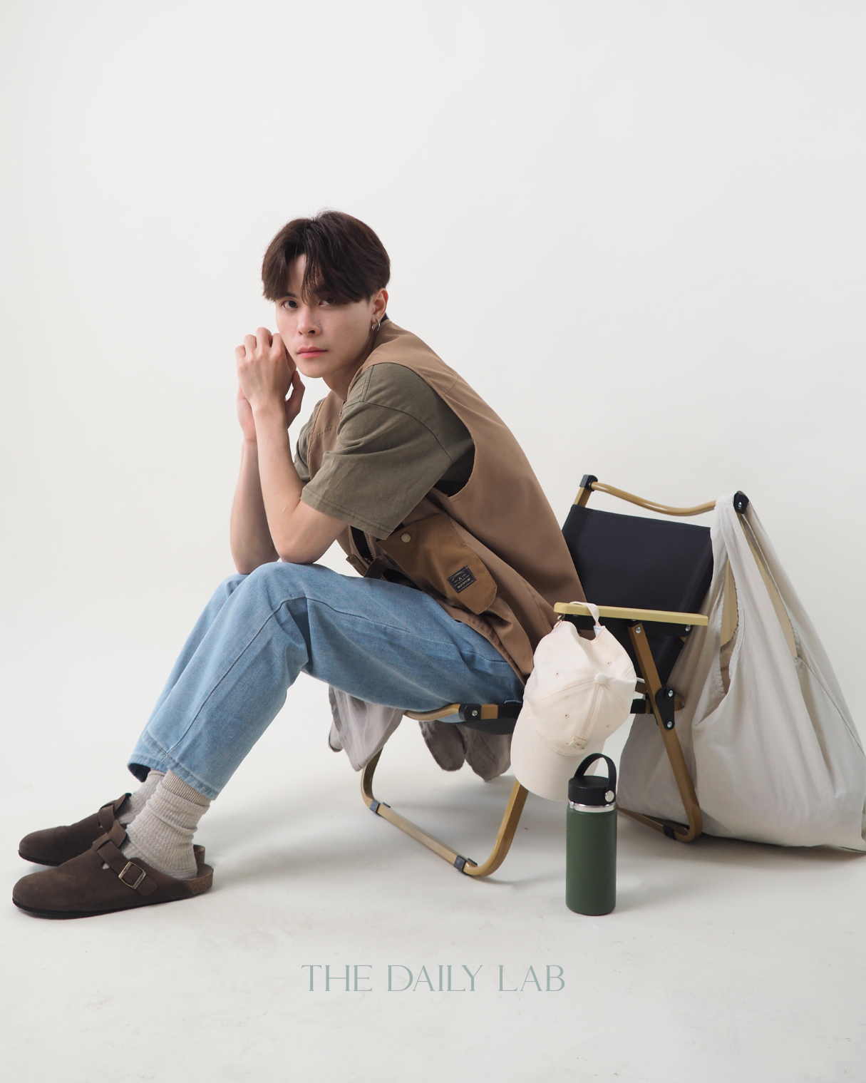Pocketed Cargo Vest in Khaki