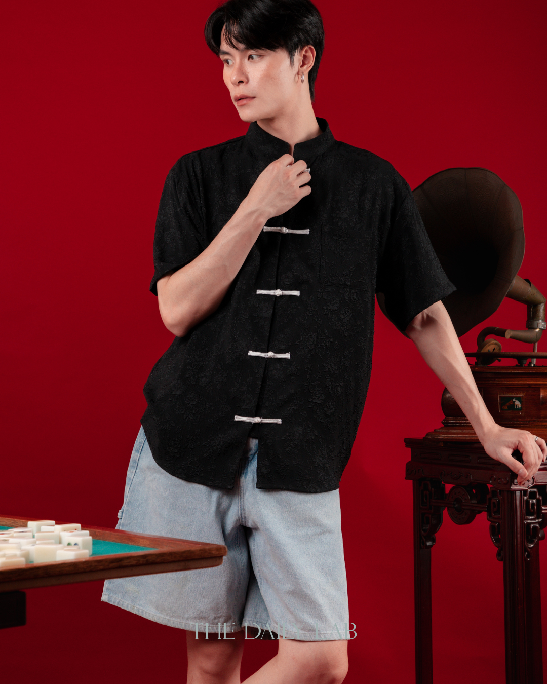 Minimalist Tang Suit Top in Black