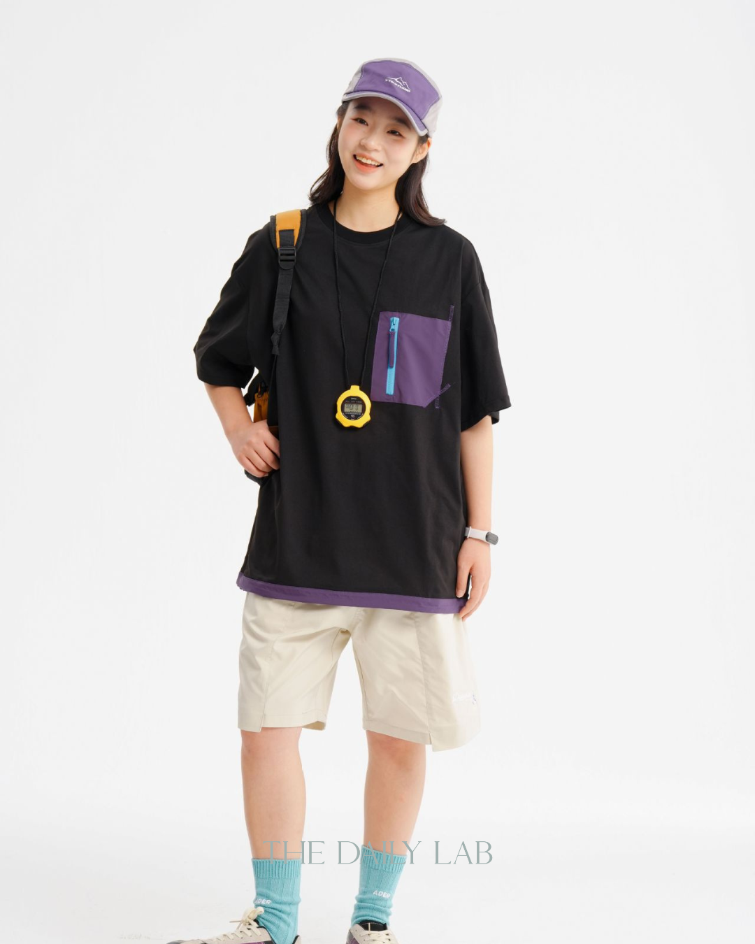 Color-Black Pocket Short Sleeve Tee in Black