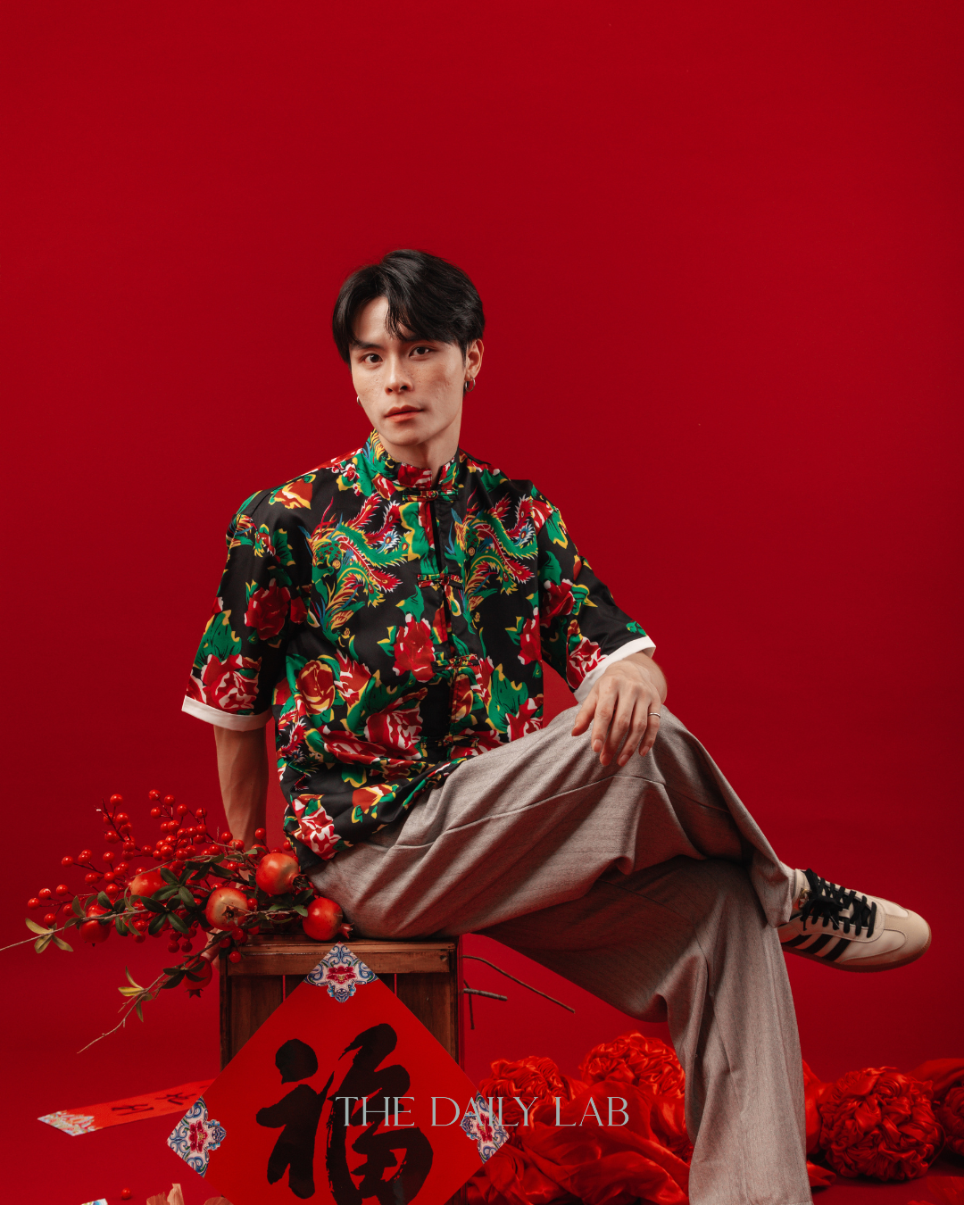 Prosper Dragon Print Shirt in Black