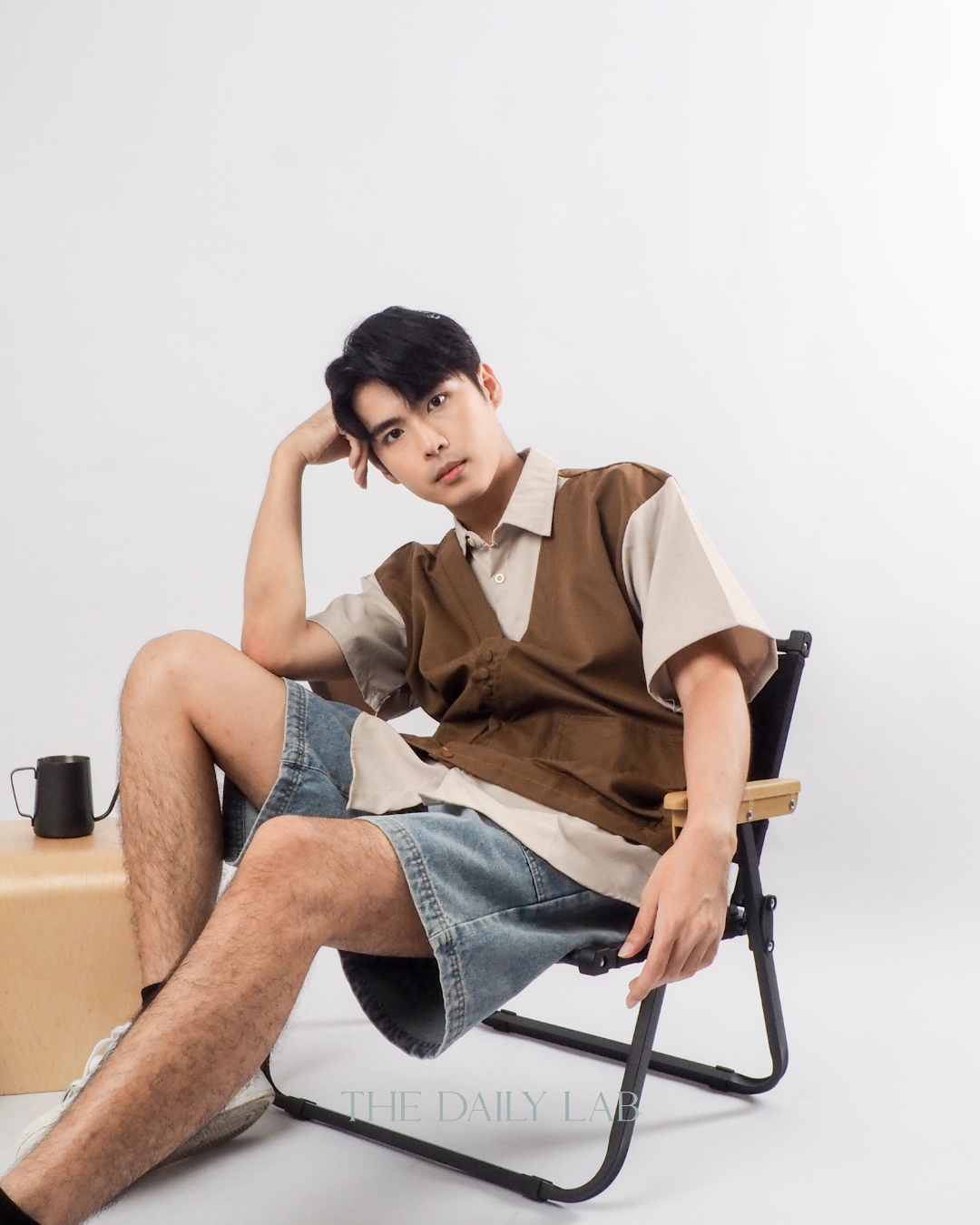 Japanese Techwear Layered Shirt in Khaki