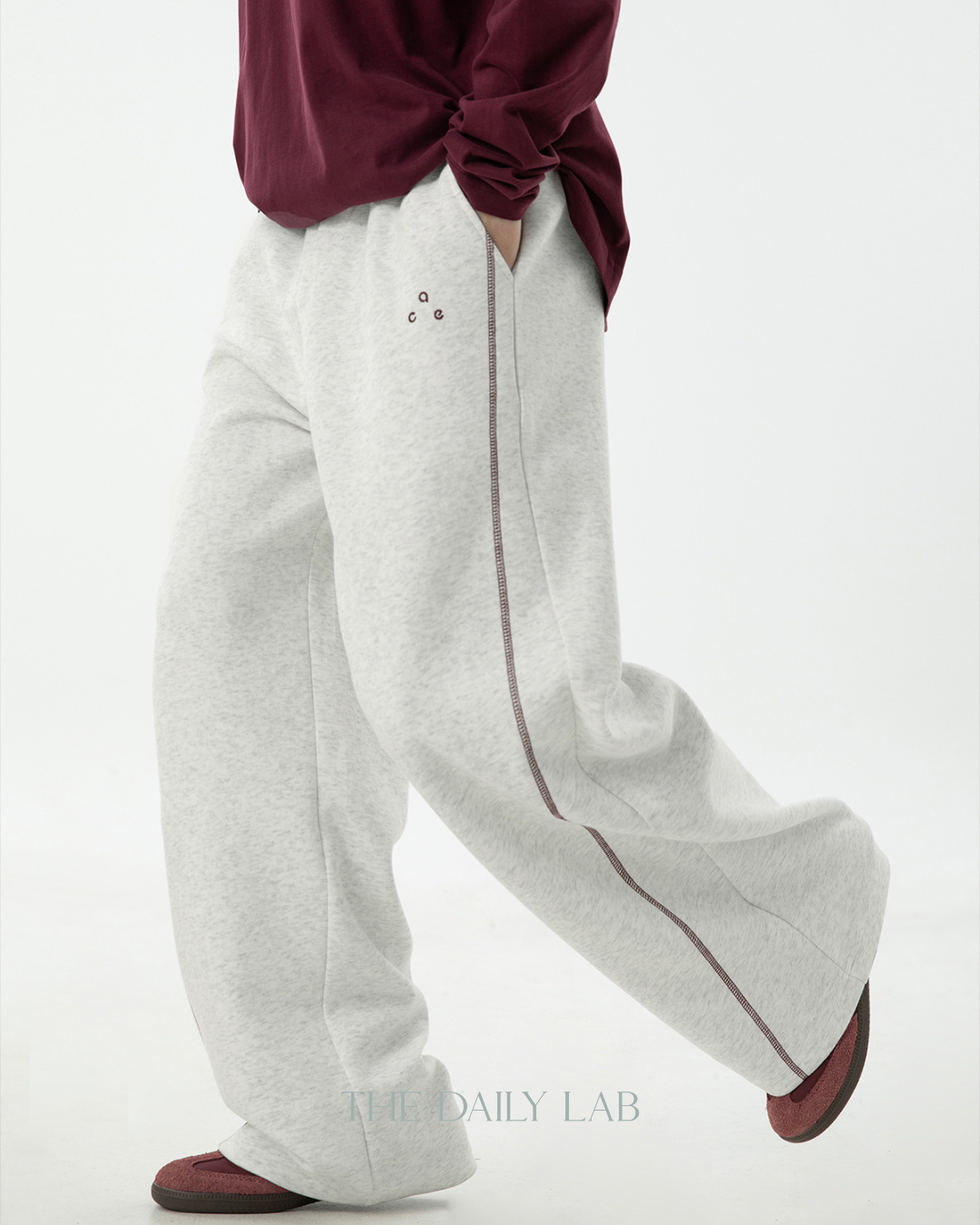 Heavyweight Color-blocked With Contrast Stitching Casual Pants In White