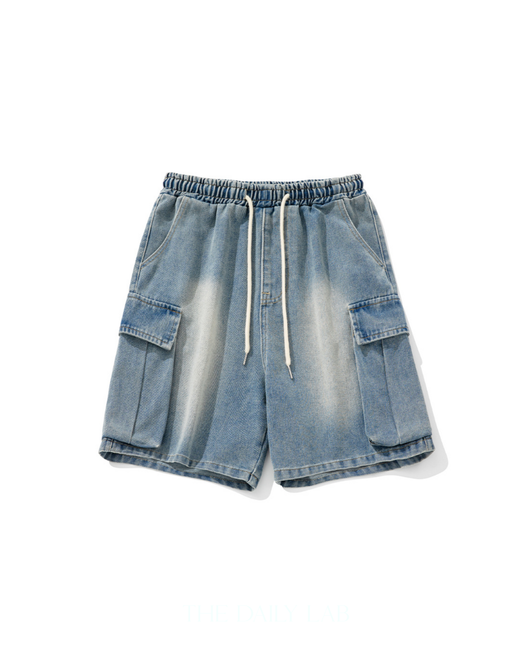 Denim Cargo Pocketed Shorts in Blue