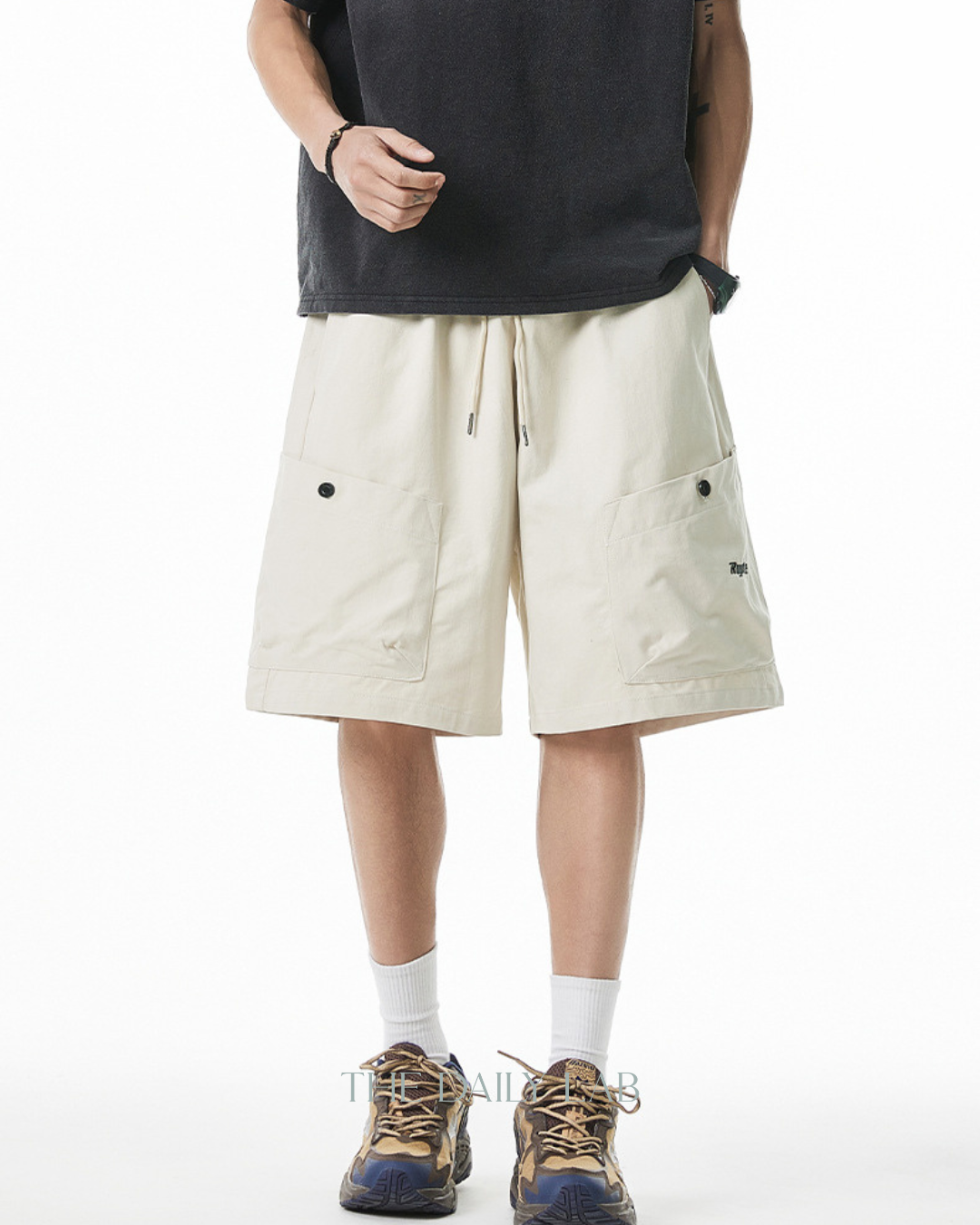 Vintage Oversized Pocket Cargo Shorts in Beige
