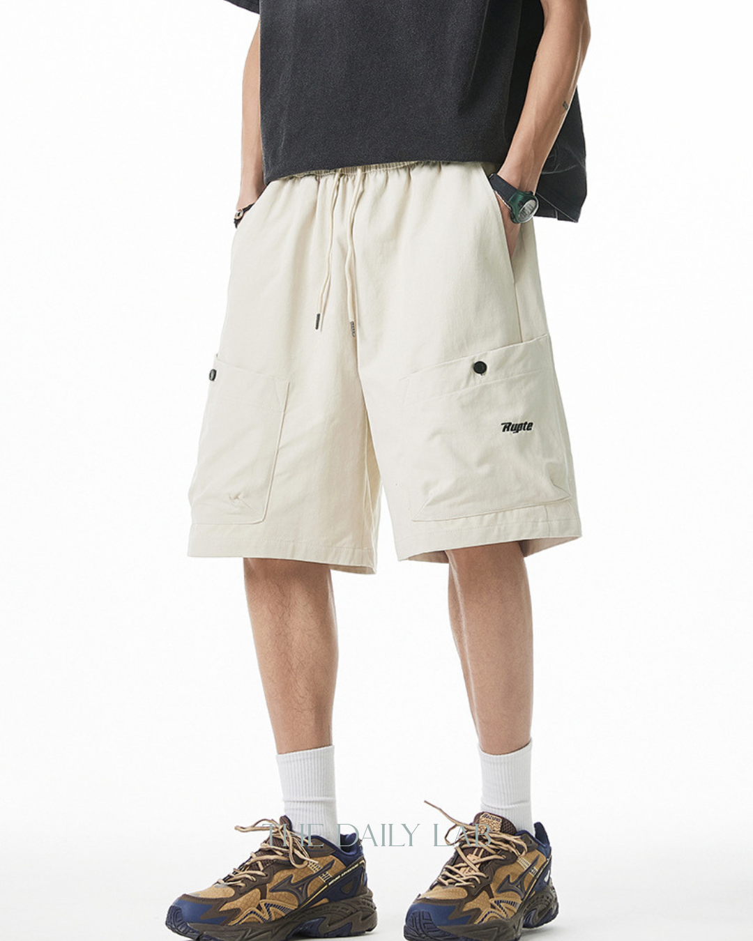 Vintage Oversized Pocket Cargo Shorts in Beige