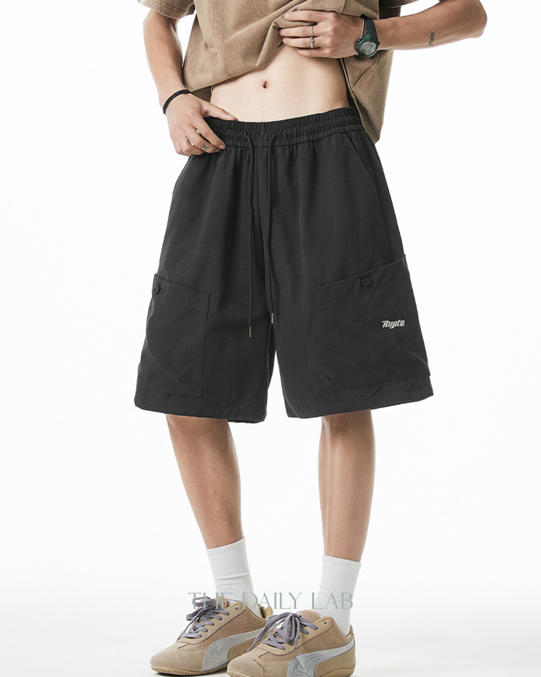Vintage Oversized Pocket Cargo Shorts in Black