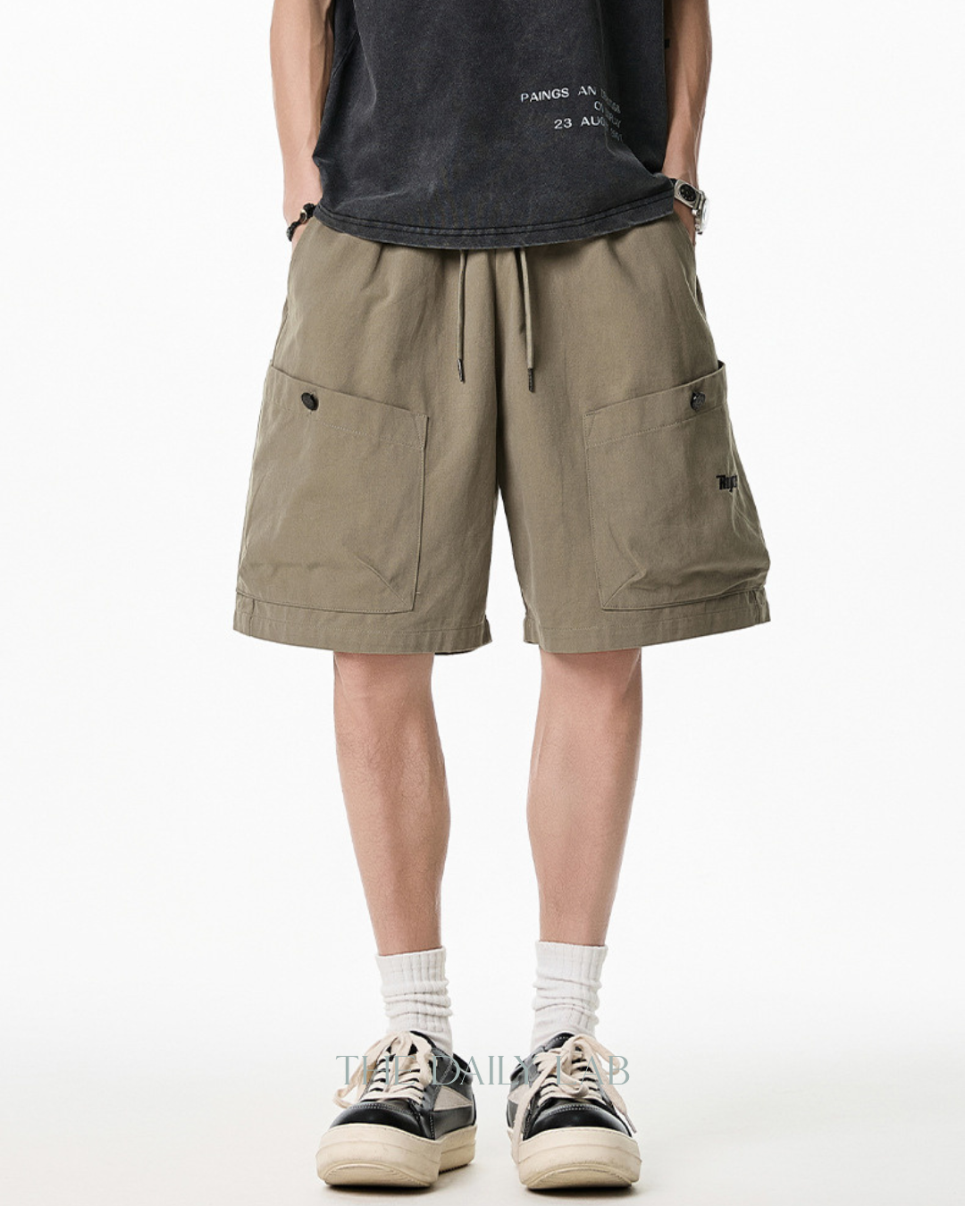 Vintage Oversized Pocket Cargo Shorts in Khaki