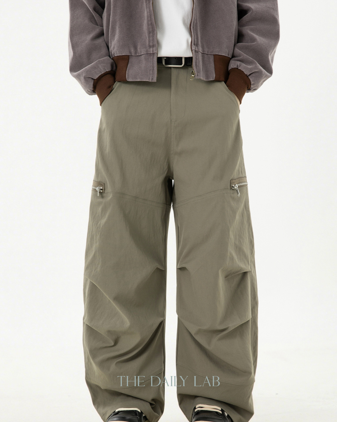 American Vintage Pleated Curved Blade Casual Pants In Khaki