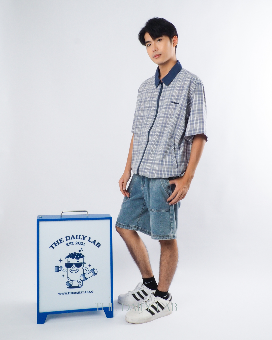 American Streetwear Patchwork Shirt in Grey
