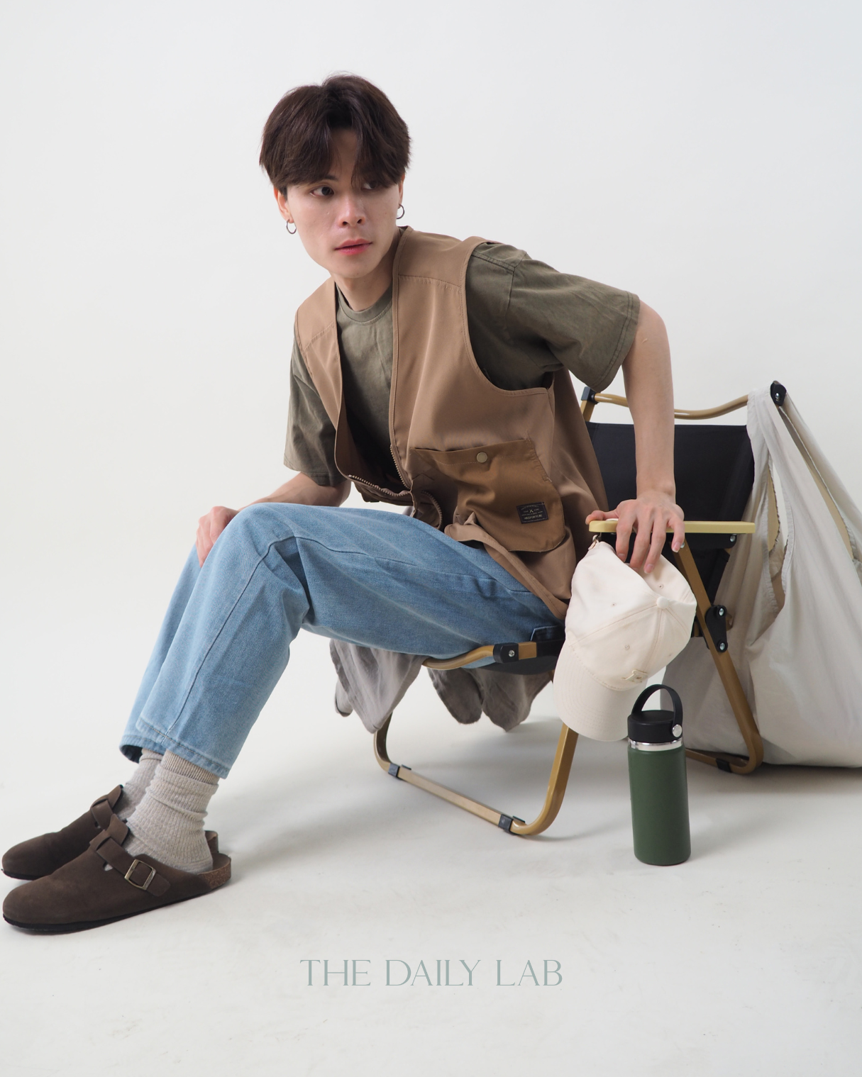 Pocketed Cargo Vest in Khaki