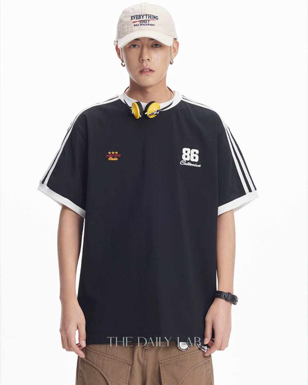 86 Catteeius Vintage Printed Tee in Black