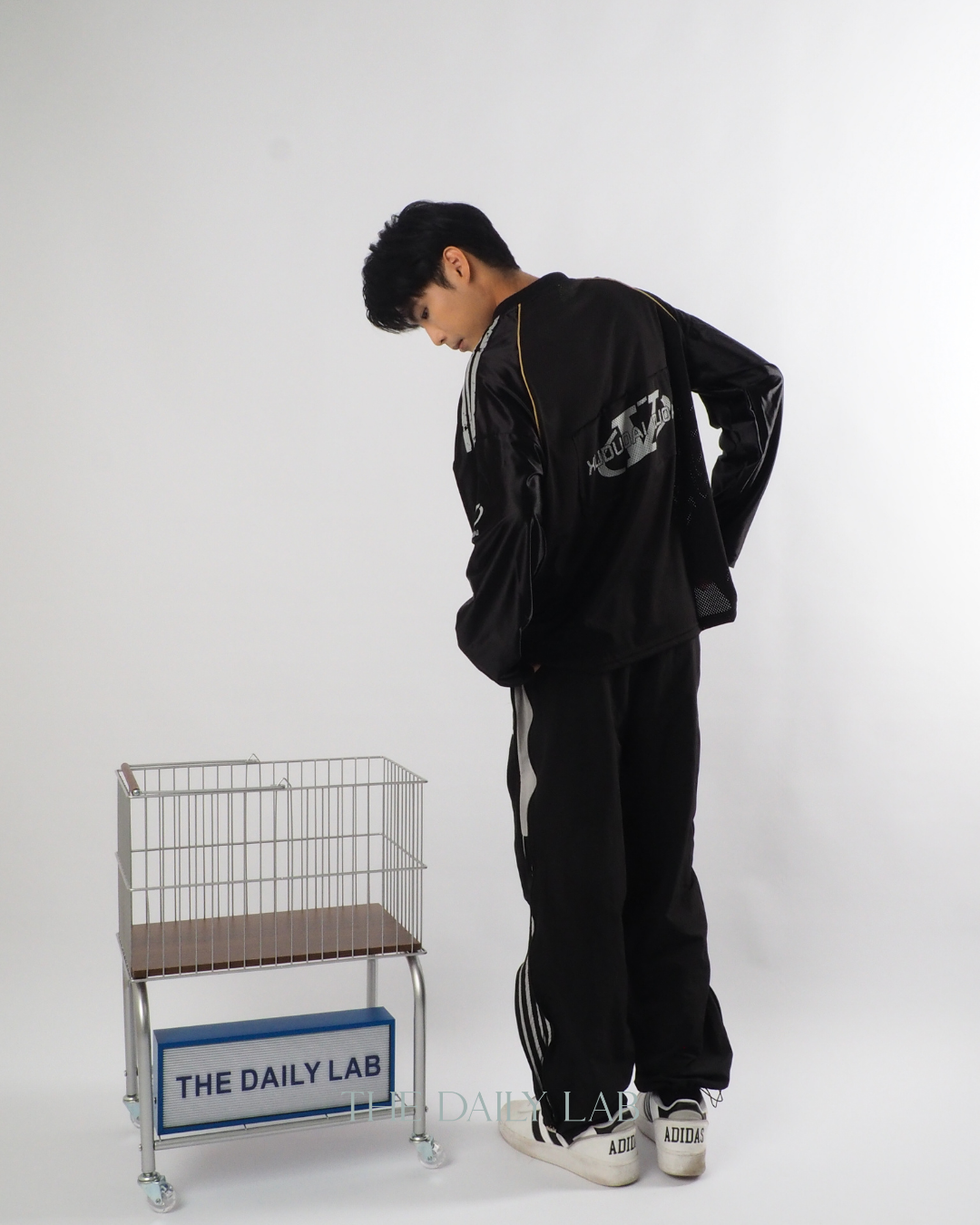 Vintage Mesh Long Sleeve Tee in Black
