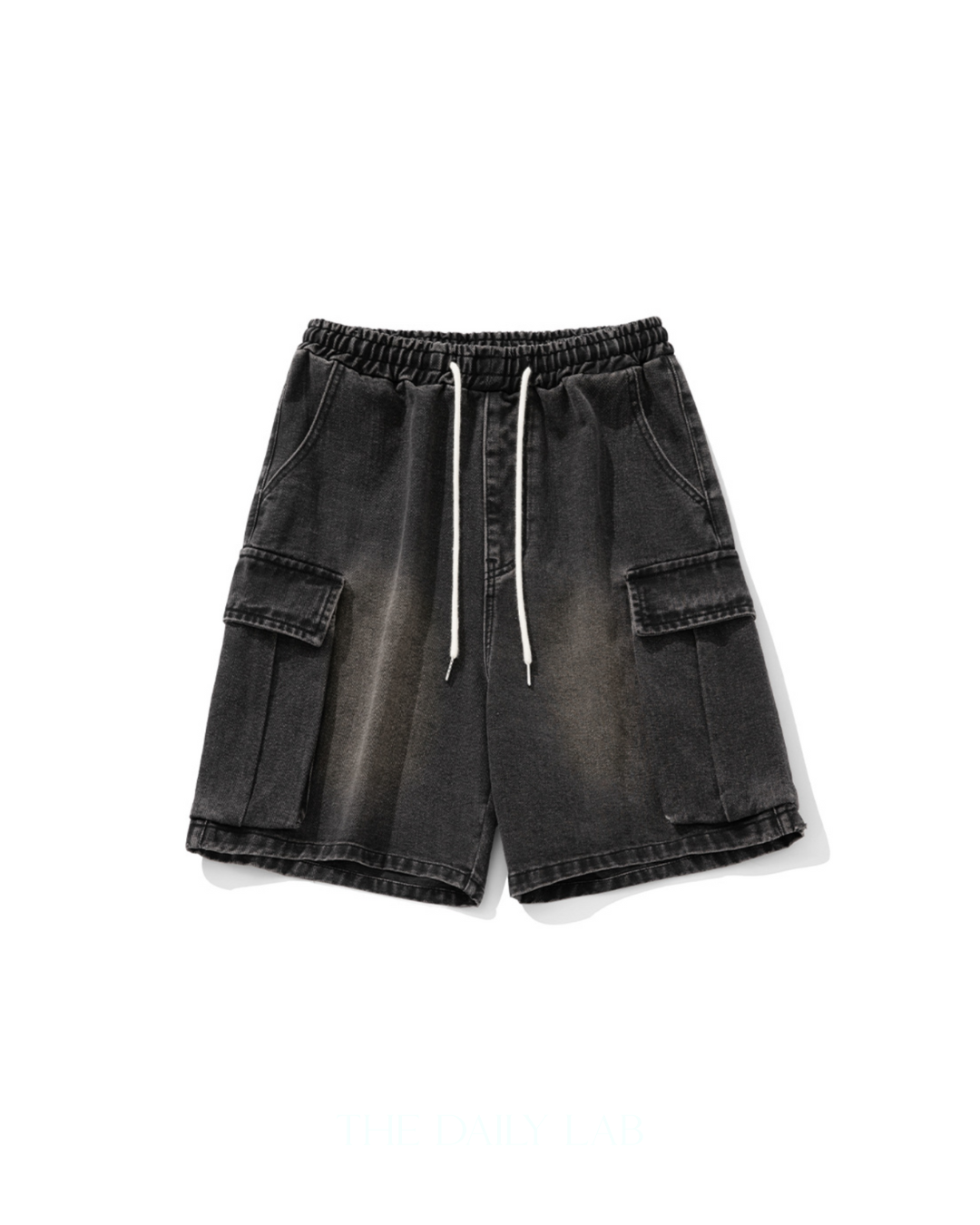 Denim Cargo Pocketed Shorts in Black (In-Stock)
