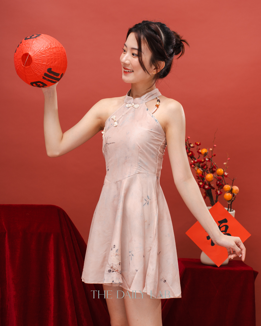 Peach Bloom Cheongsam Dress