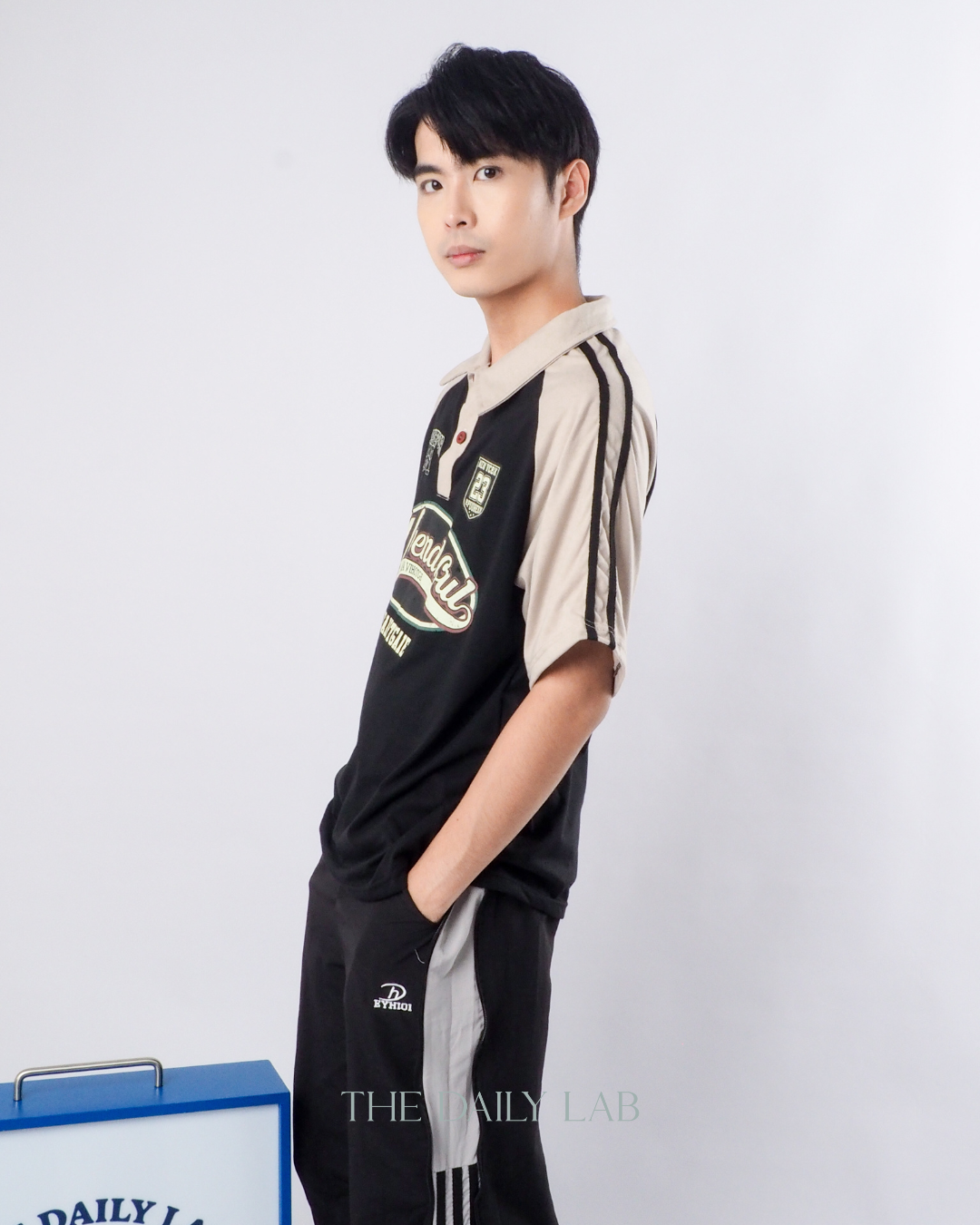 Trendy Striped Paratrooper Pants in Black