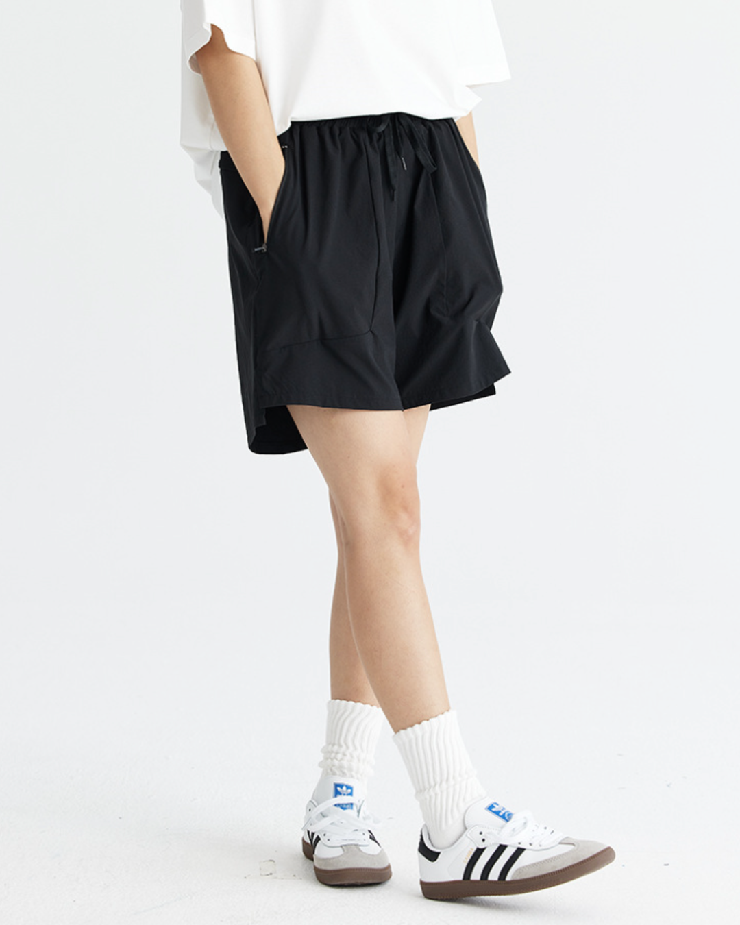 UNF Summer Drawstring Shorts in Black