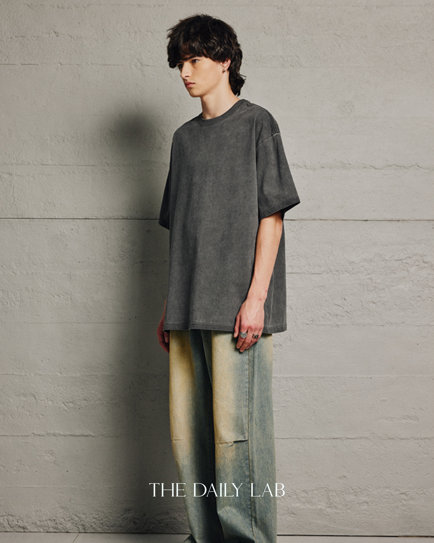 320G Retro Basic Oversized Shirt in Dark Grey