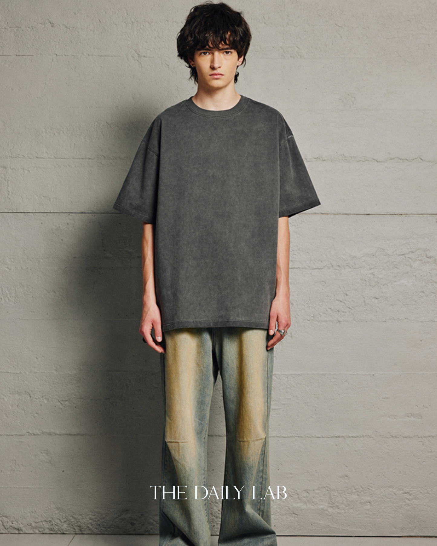 320G Retro Basic Oversized Shirt in Dark Grey