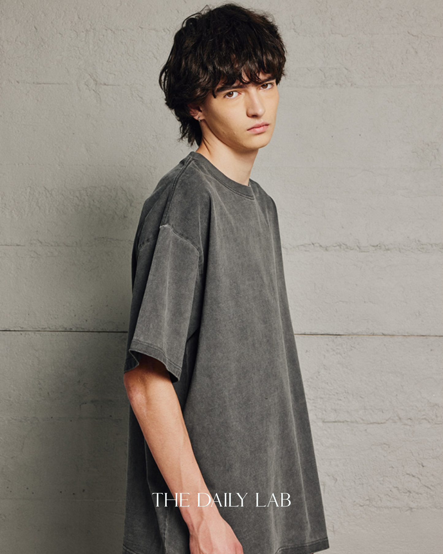 320G Retro Basic Oversized Shirt in Dark Grey
