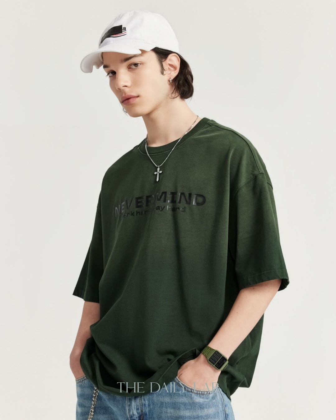 Nevermind Oversized Tee in Dark Green