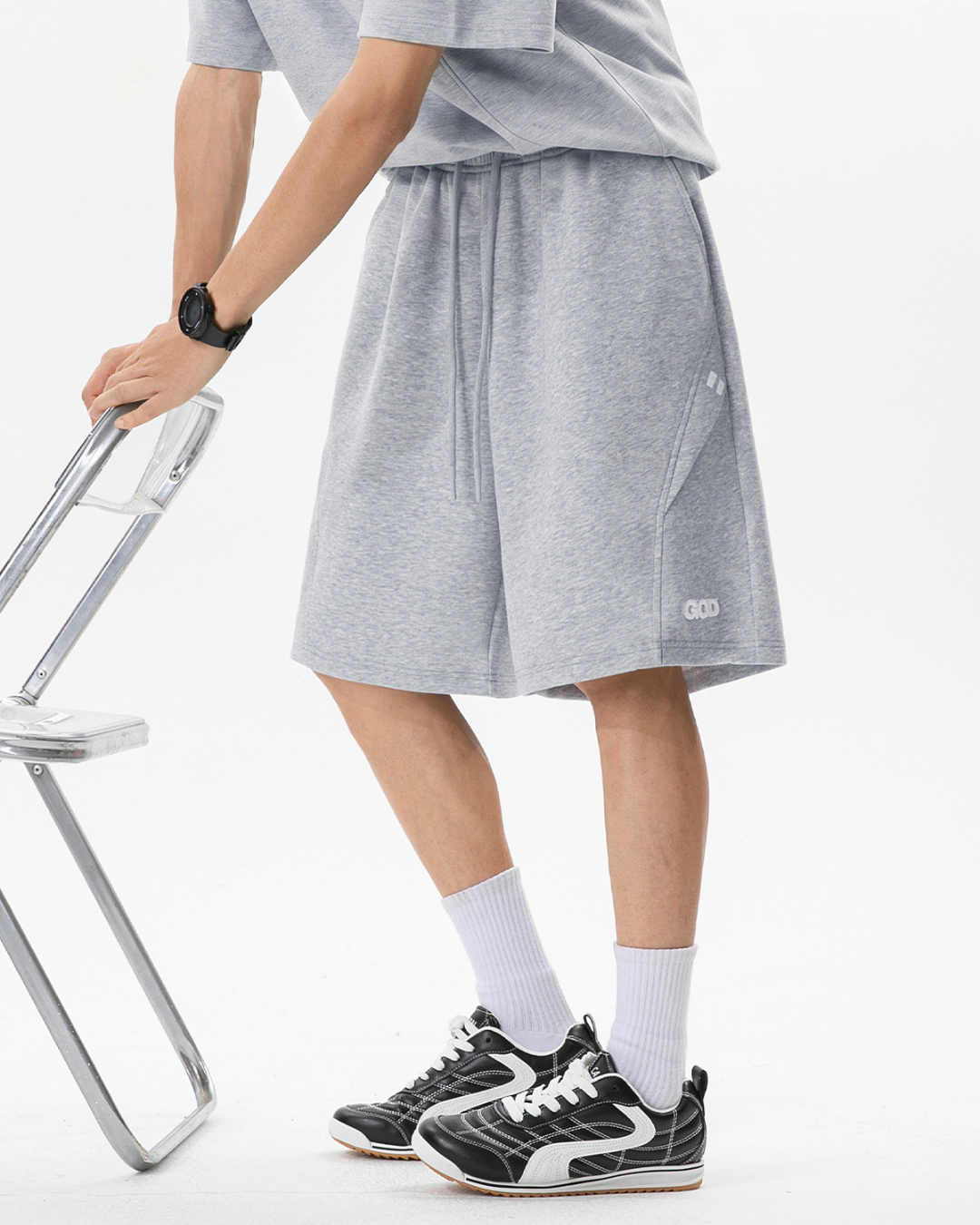 Embroidered Causual Pants in Grey