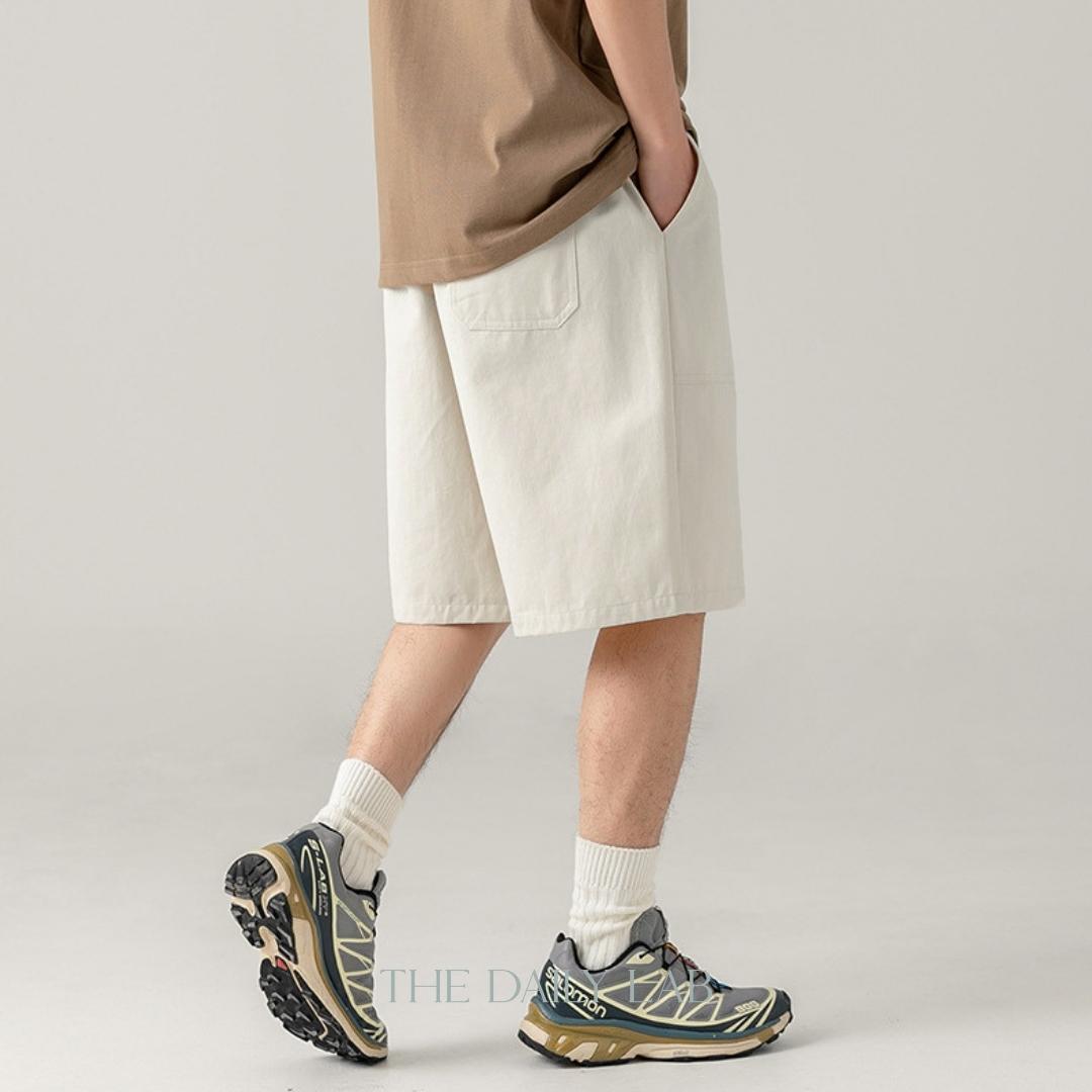 Loose Fit Casual Straight Pants in Beige
