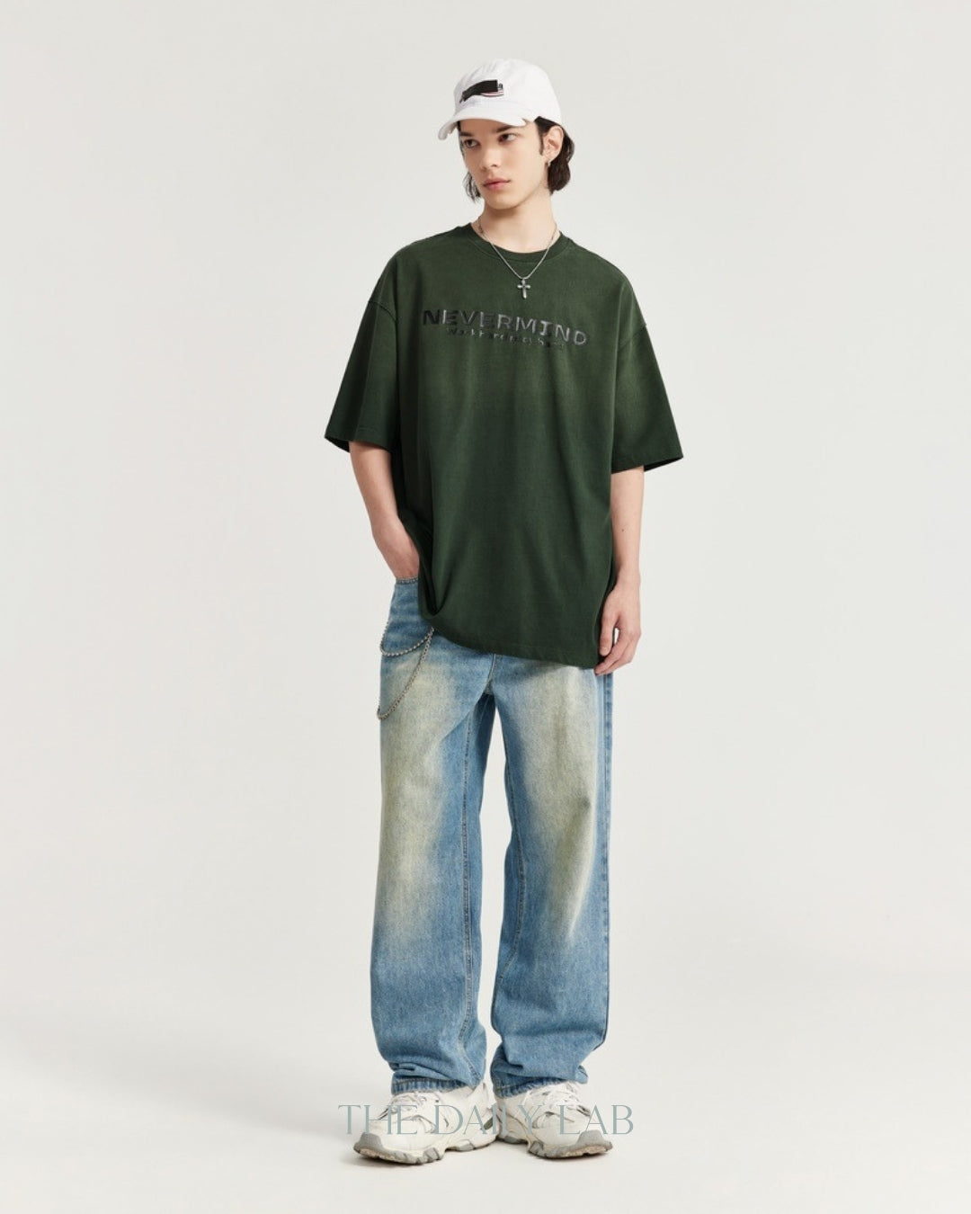 Nevermind Oversized Tee in Dark Green