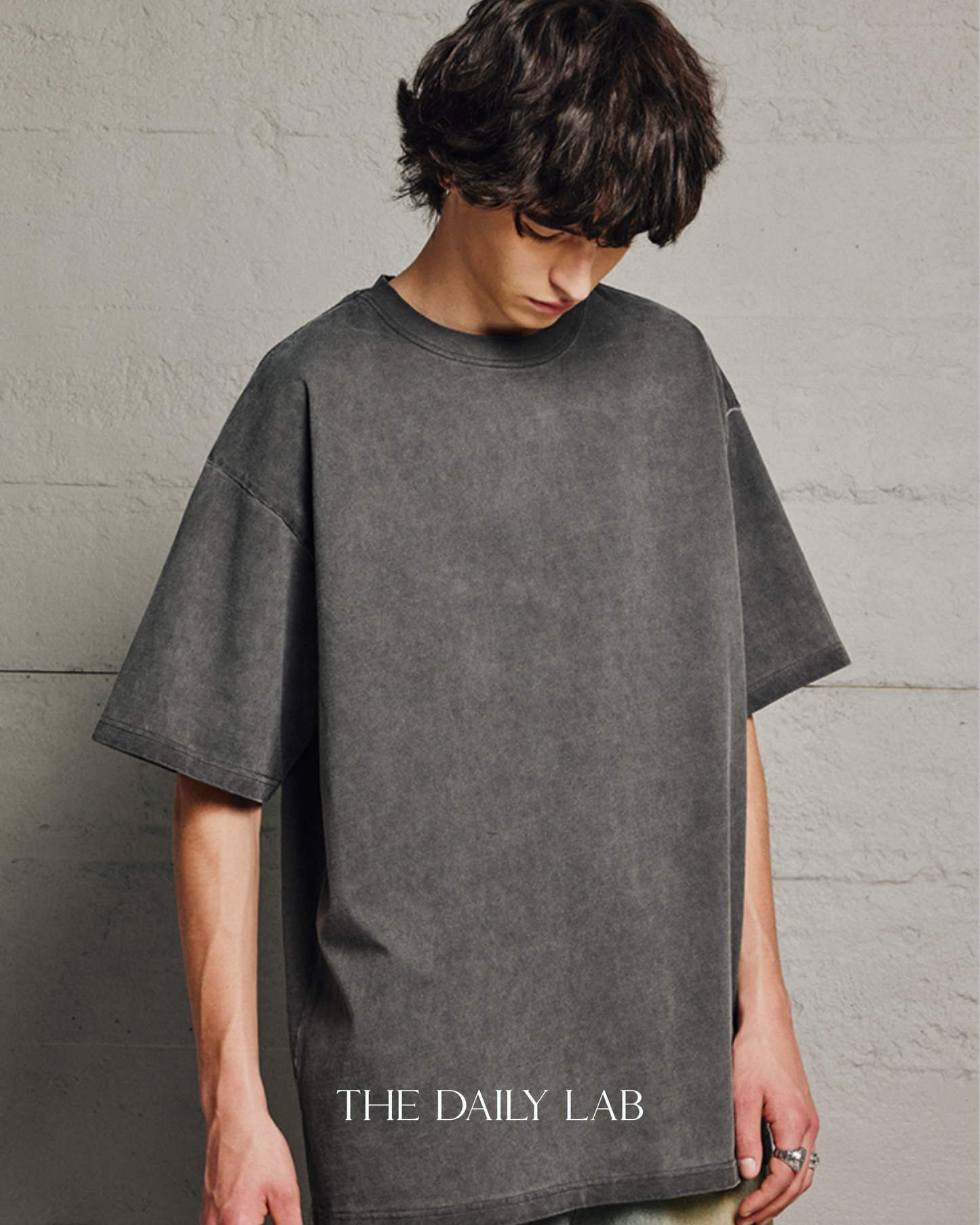 320G Retro Basic Oversized Shirt in Dark Grey