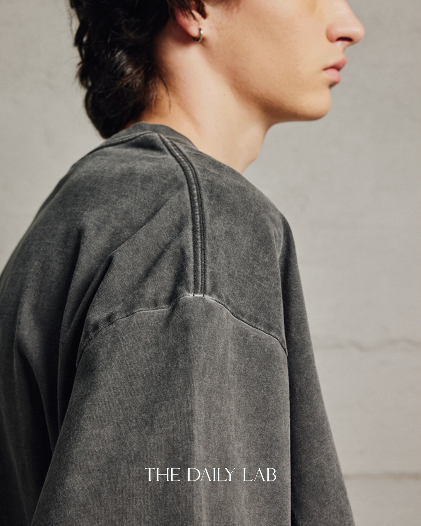 320G Retro Basic Oversized Shirt in Dark Grey