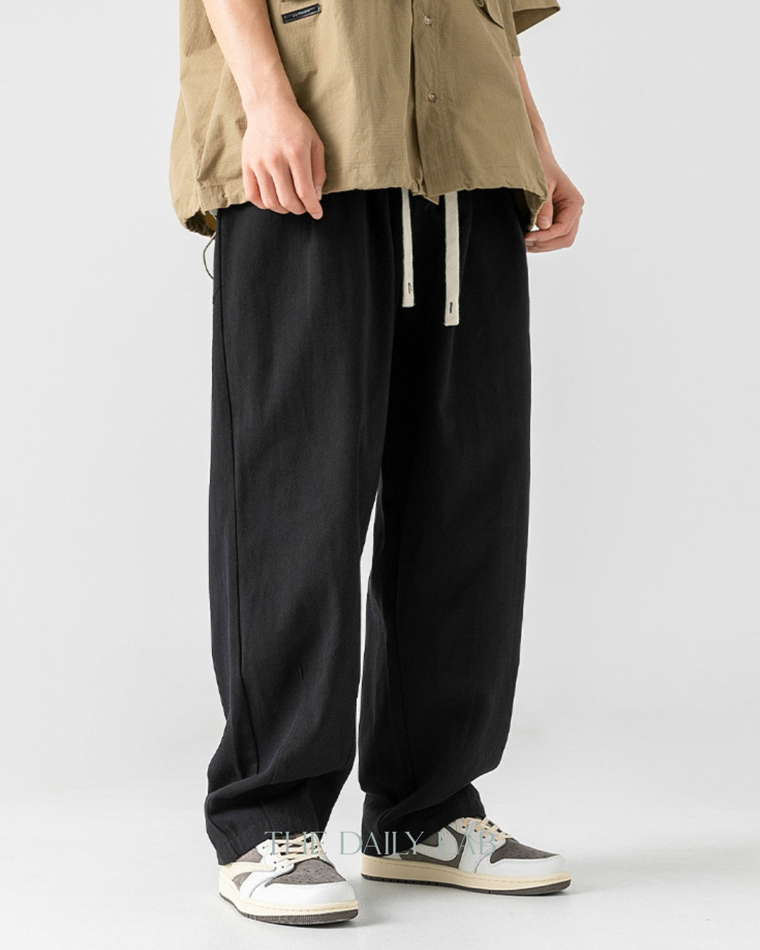 275G Sand-washed Cotton Long Pants in Black