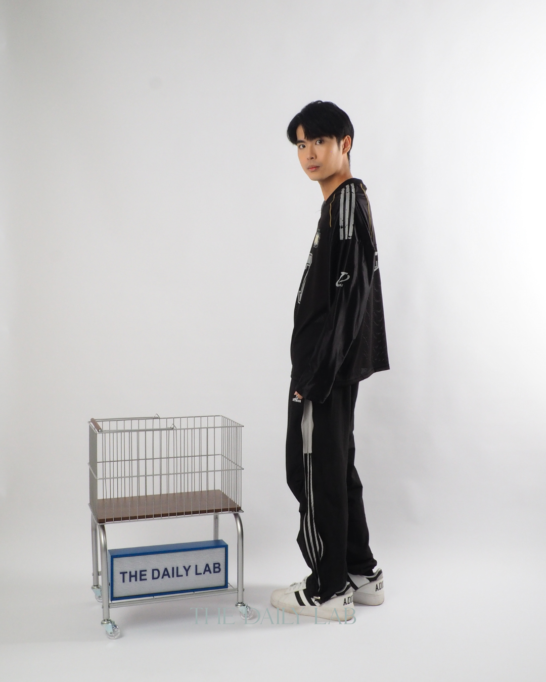 Vintage Mesh Long Sleeve Tee in Black