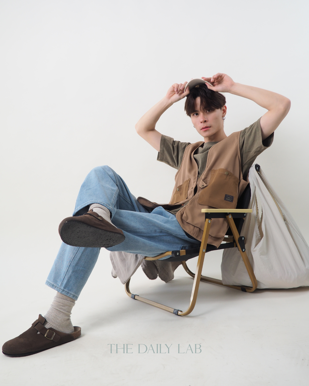 Pocketed Cargo Vest in Khaki