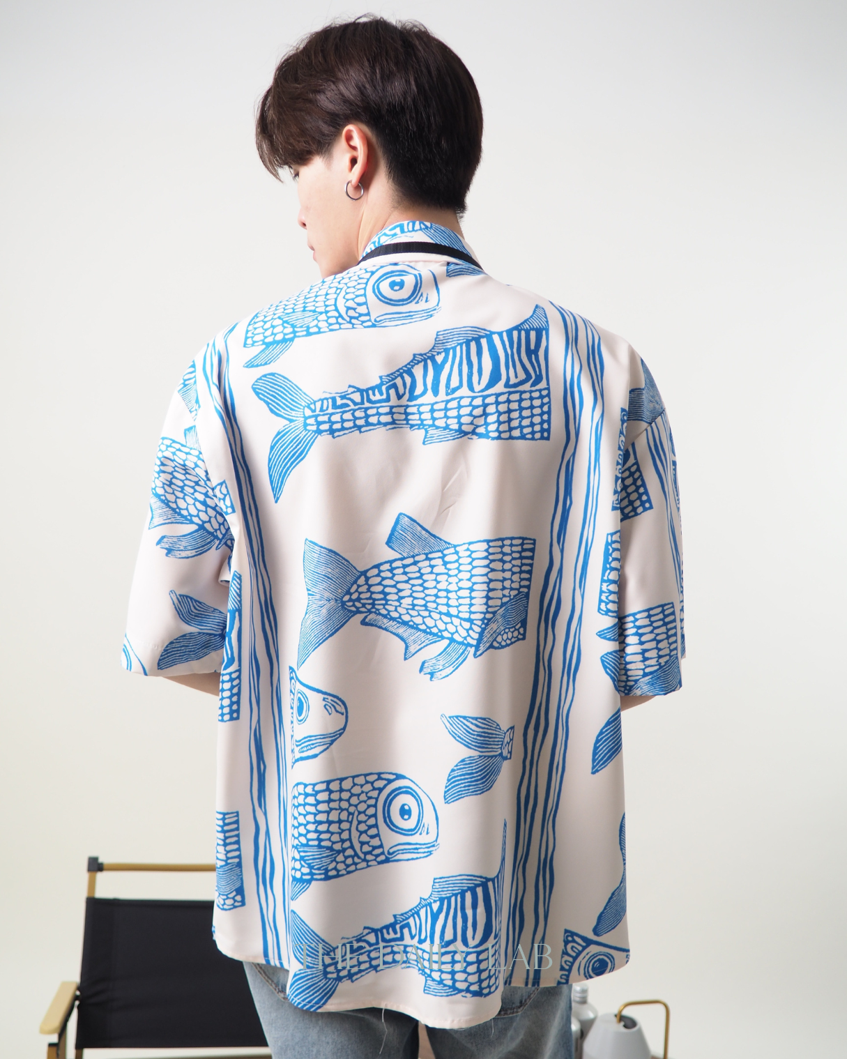 Fish Buttoned Shirt in Blue