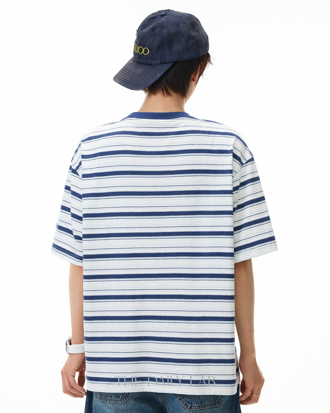 Striped Cotton Tee in Navy