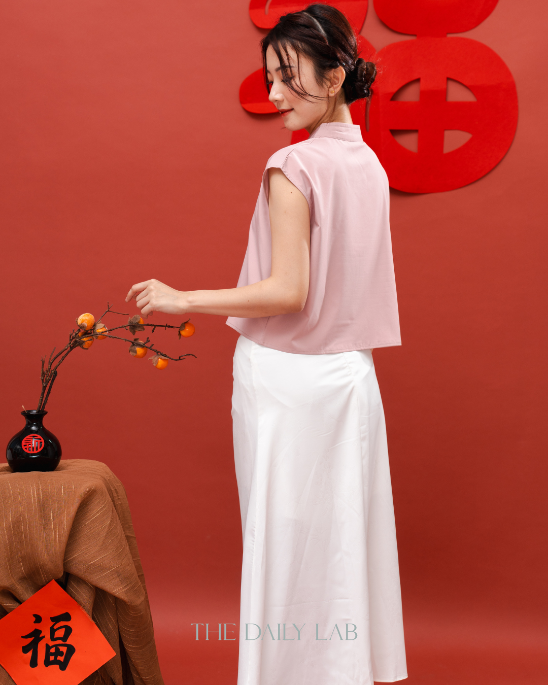 Roselle Satin Mandarin Top