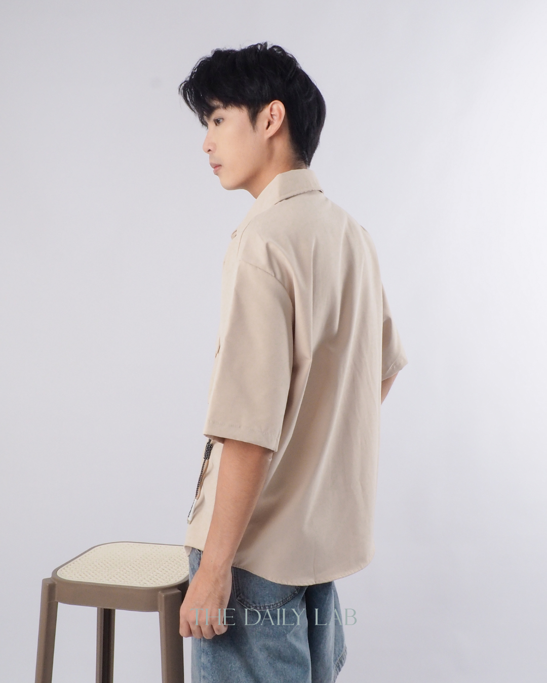 Japanese Style Short Sleeve Jacket in Beige