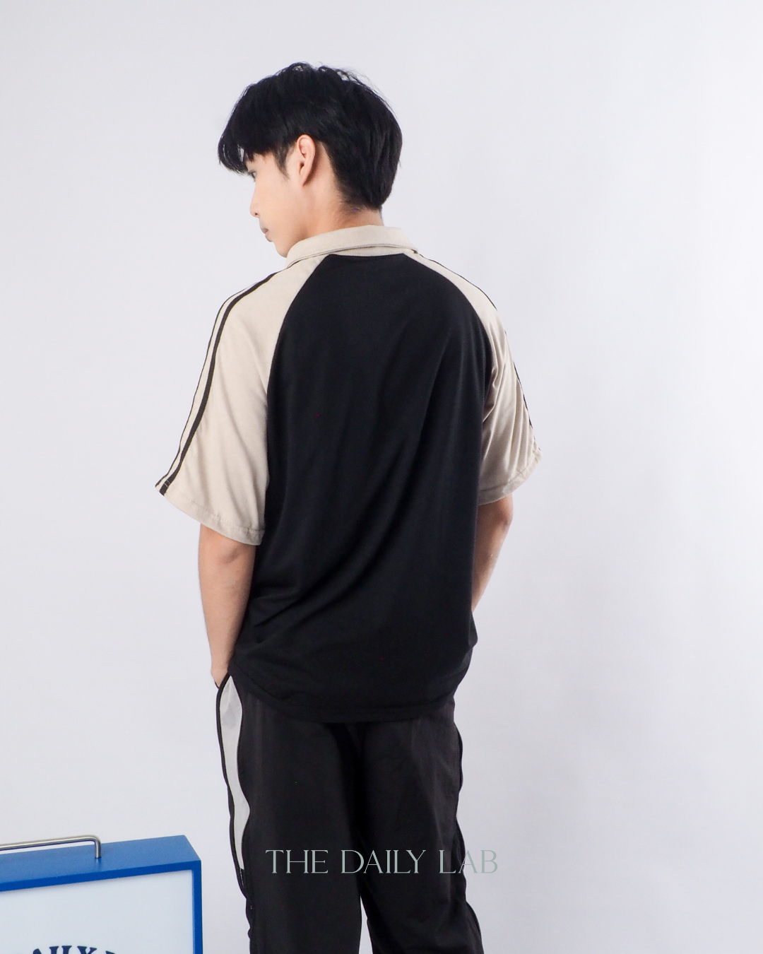 Trendy Striped Paratrooper Pants in Black