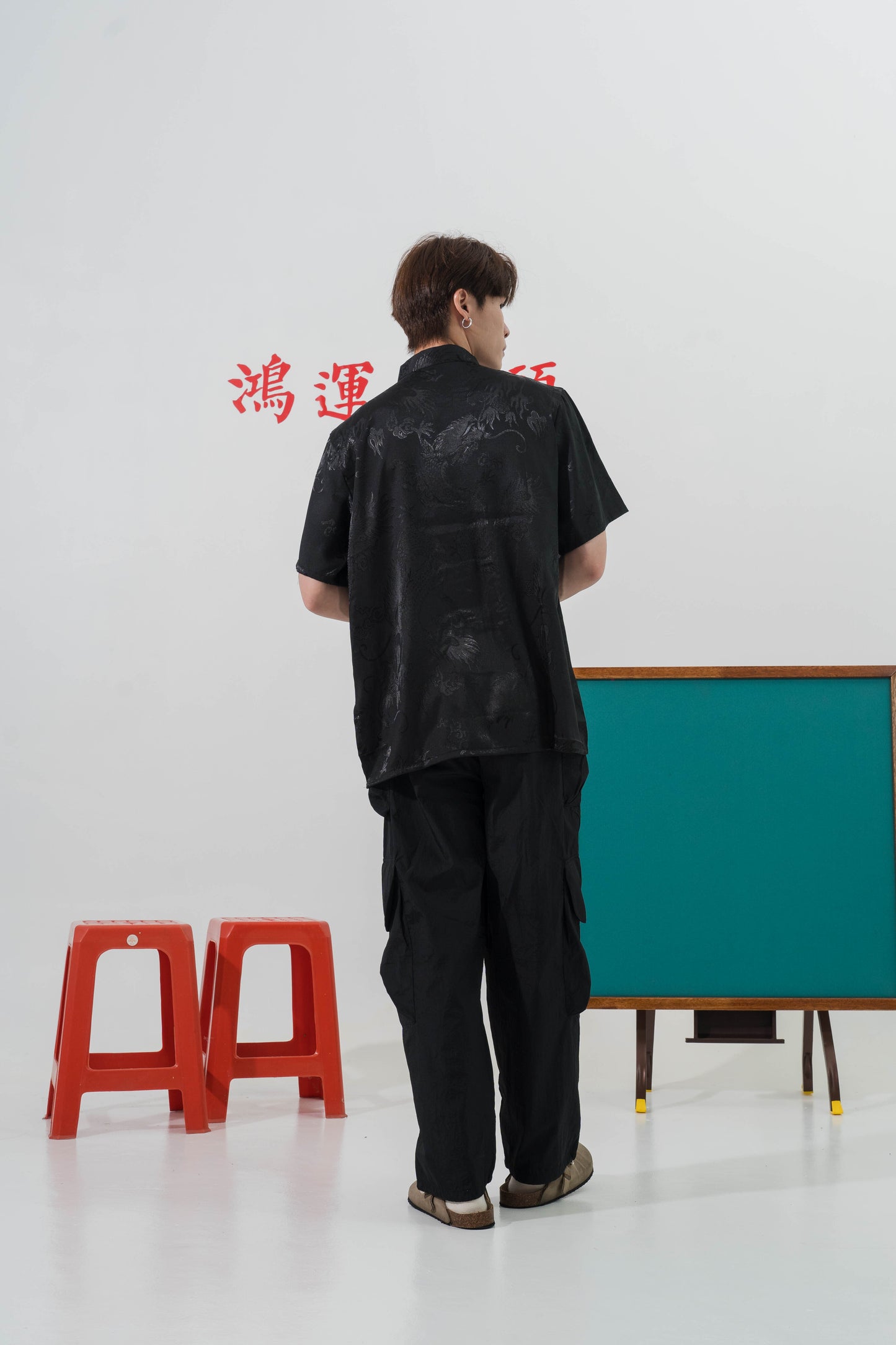 Vintage Chinese Dragon Tang Suit in Black