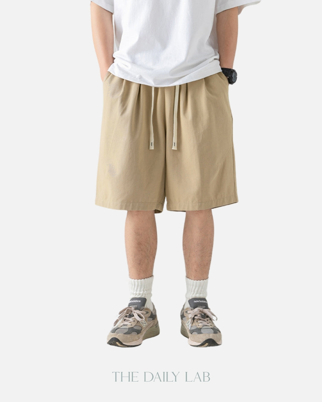 Basic Cotton Shorts in Khaki