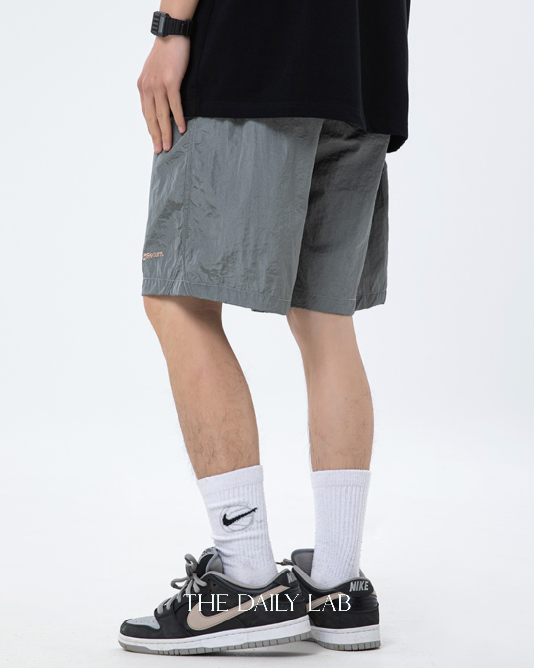 Metallic Nylon Shorts in Grey