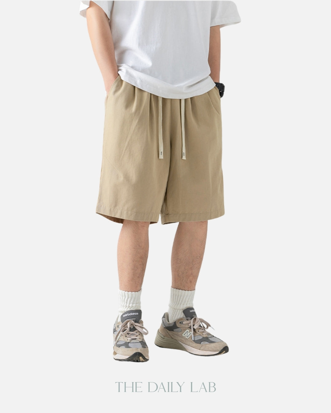 Basic Cotton Shorts in Khaki